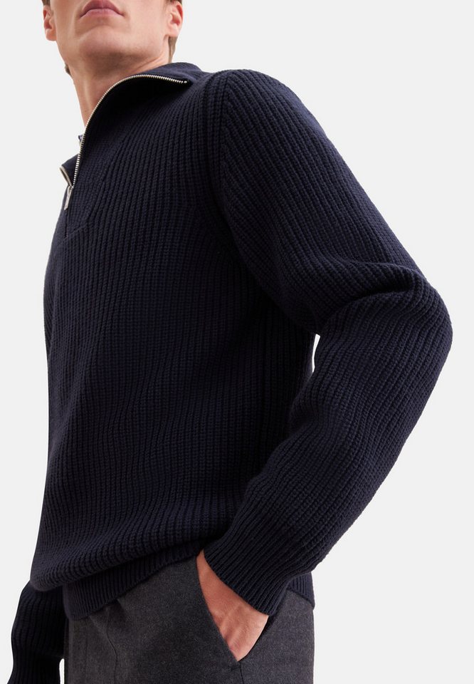 seidensticker Strickpullover Schwarze Rose Troyer Uni – Bild 4 von 5