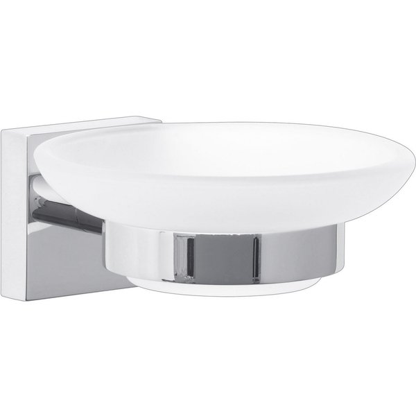 tesa Seifenspender 1x tesa ekkro Seifenschale, (Packung, EKKRO), chrom-weiß 13,1 cm : 11 cm : 5,1 cm