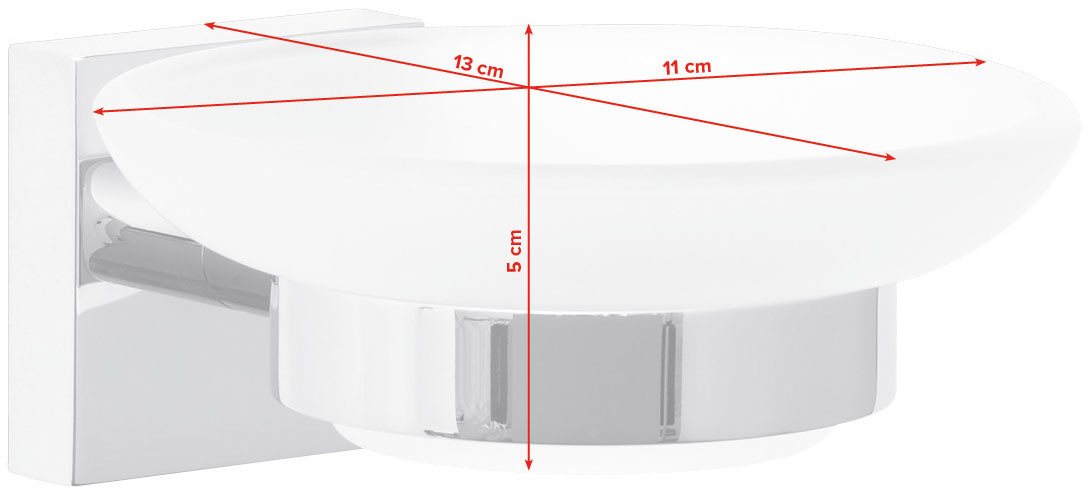 tesa Seifenspender 1x tesa ekkro Seifenschale, (Packung, EKKRO), chrom-weiß 13,1 cm : 11 cm : 5,1 cm – Bild 4 von 4