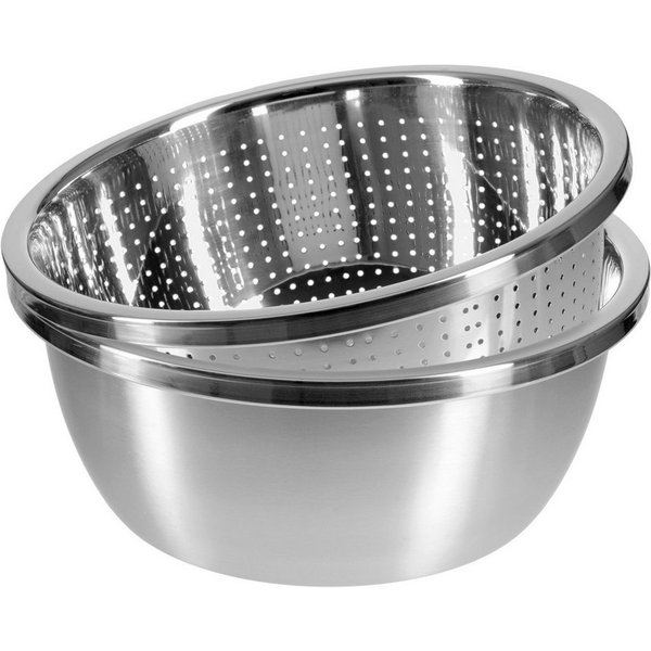 GRÄWE Seiher GRÄWE Edelstahl Seiher und Schüssel Set, Ø 28 cm, Edelstahl, GRÄWE Edelstahl Seiher und Schüssel Set, Ø 28 cm, 2-teilig