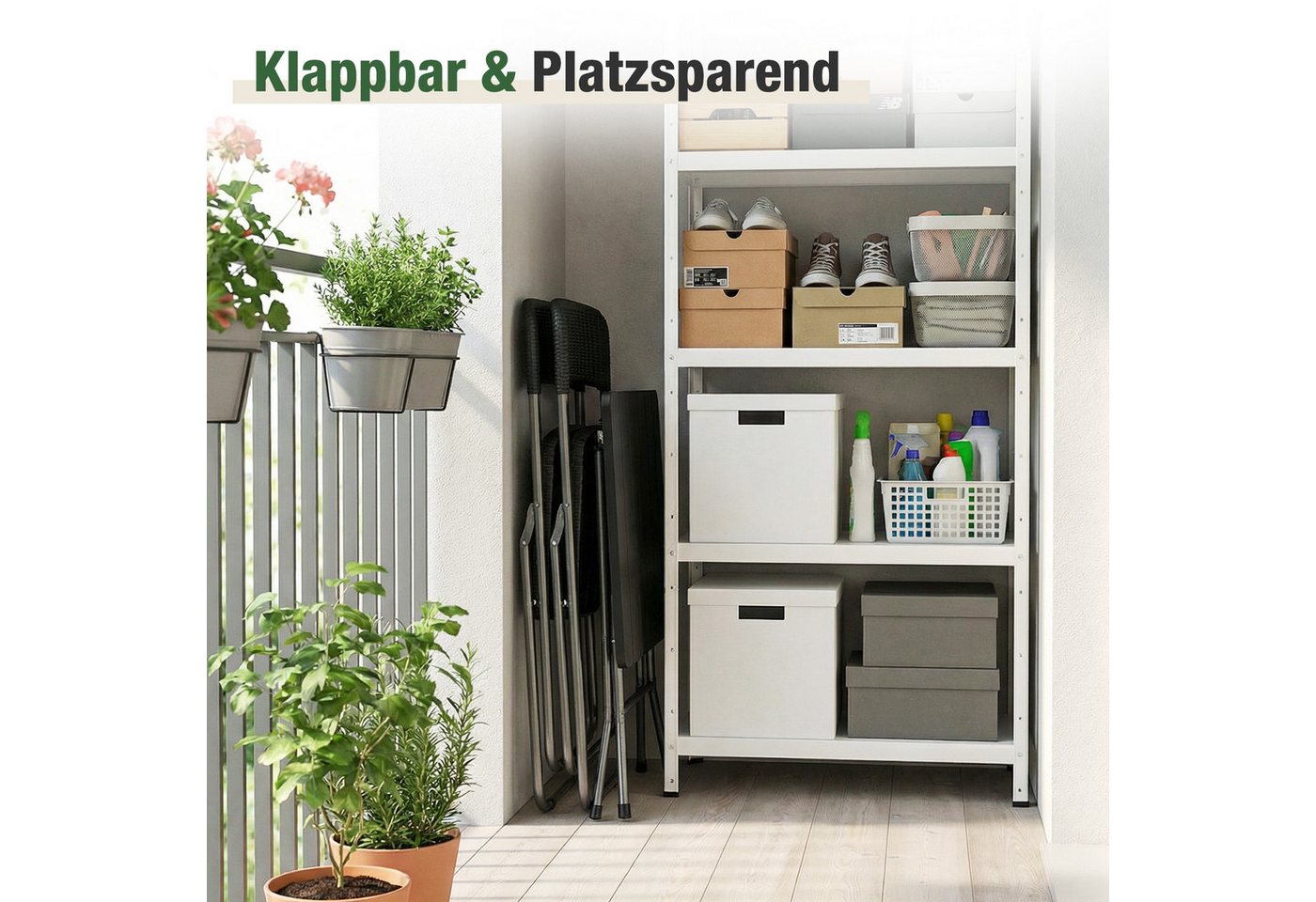 Sekey Balkonset Balkonmöbel Set Klapptisch mit 2 stühlen Bistro-Set Klappbar Rattan, (3-tlg), 3-tlg., Balkon tisch und stuhl, 2x Polyrattan Klappstuhl mit 200 k – Bild 3 von 5