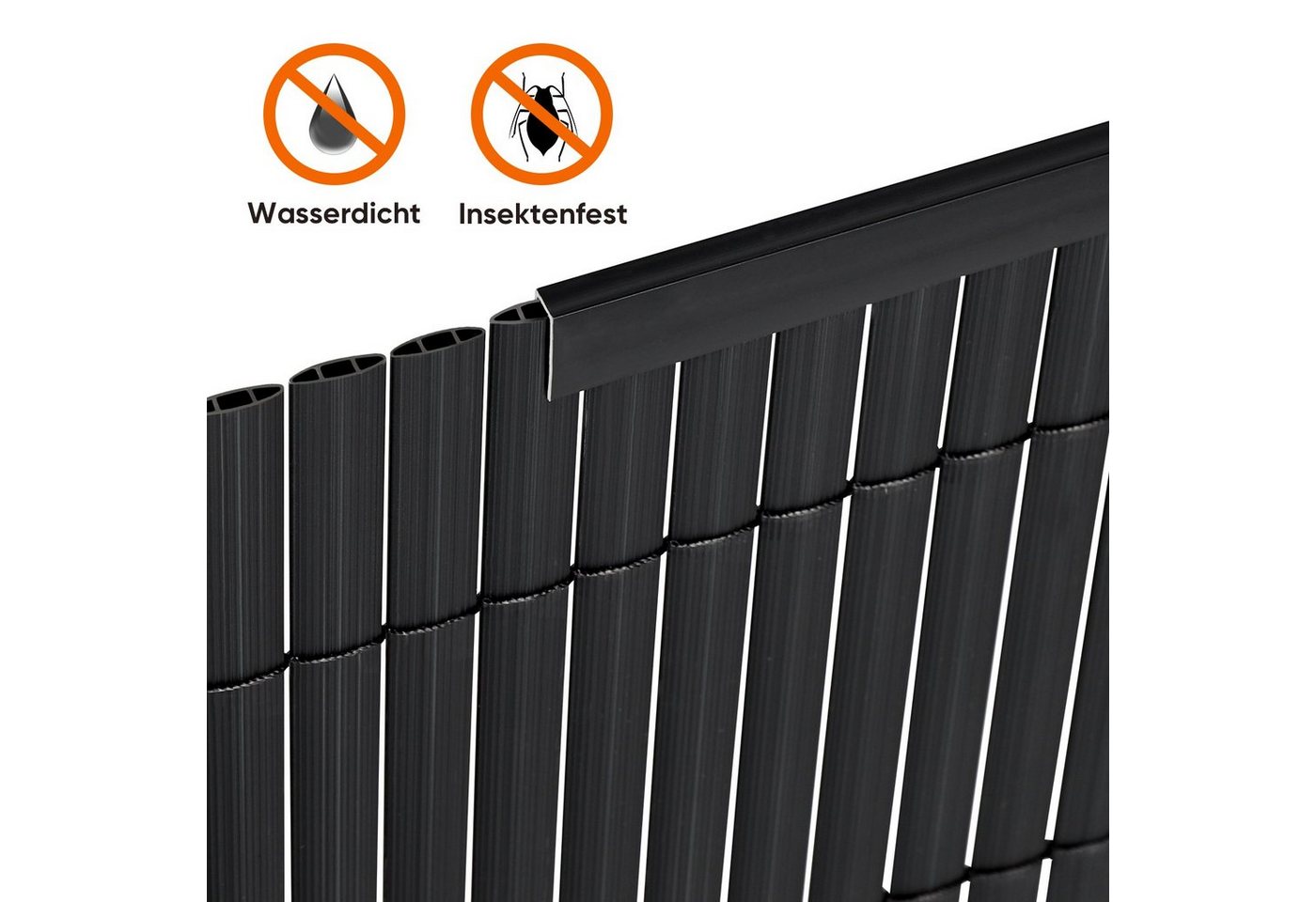 Sekey Balkonsichtschutz PVC Abschlussleiste Abdeckprofil für Sichtschutzmatten, 5 x 1 m Länge Sichere Befestigung und Kantenverstärkung der PVC Sichtschutzmatte – Bild 3 von 5