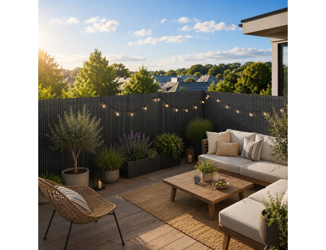Sekey Balkonsichtschutz PVC Sichtschutzmatte mit Abschlussleiste & Kabelbindern ohne Bohren Windschutz, Wasserdicht, UV-Beständig für Balkon Garten Terrasse – Bild 2 von 5