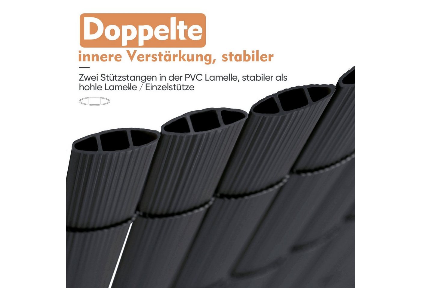 Sekey Balkonsichtschutz PVC Sichtschutzmatte mit verstärkter Konstruktion Sichtschutzzaun Grau Kratzschutz durch erhabenes Muster, Windschutz, Wasserdicht – Bild 4 von 5