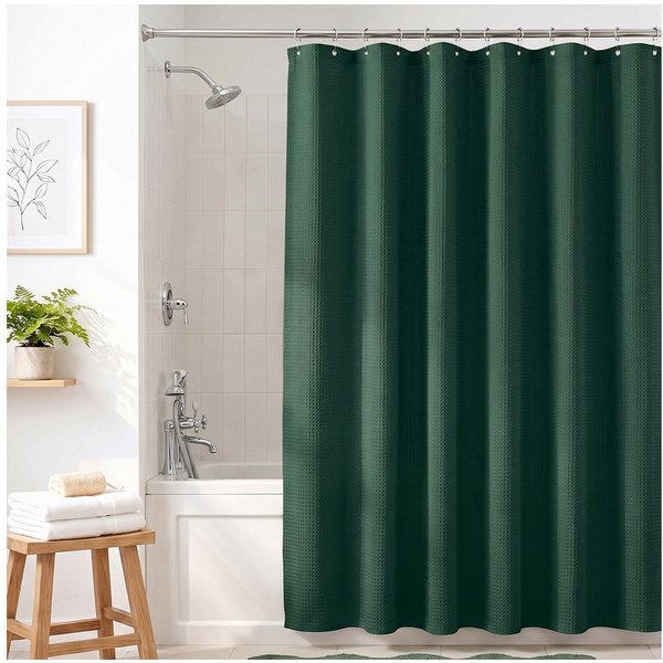 Sekey Duschvorhang Textil Duschvorhang Wannenvorhang Waschbar wasserabweisend mit Ringe Breite 180 cm (Packung, inkl. 12 Ringe), Badewannenvorh, 100% Polyester,