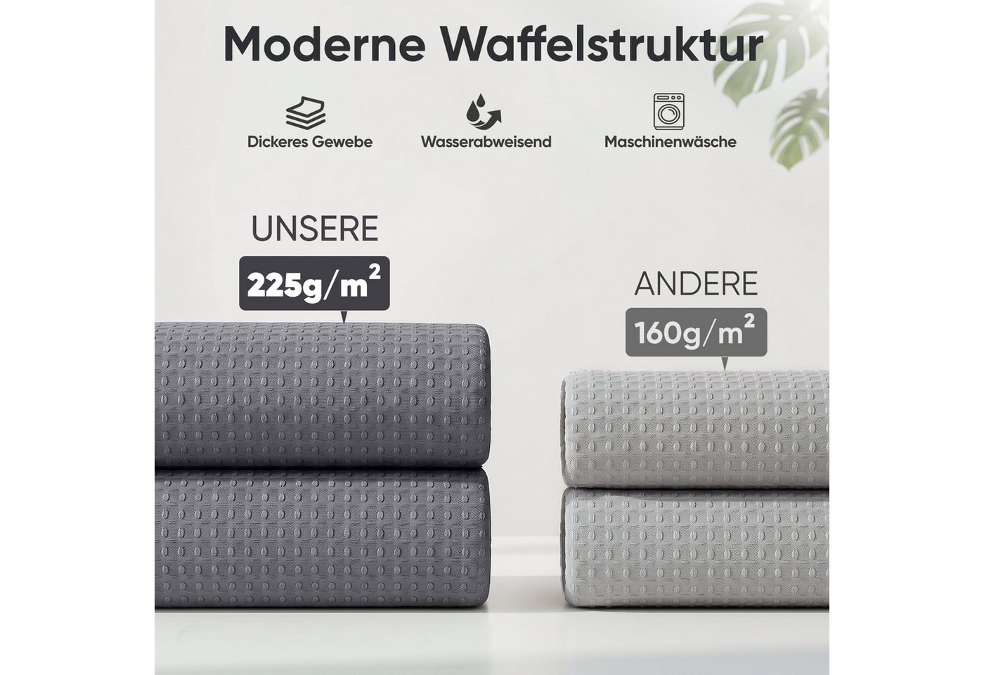 Sekey Duschvorhang Textil Duschvorhang Wannenvorhang Waschbar wasserabweisend mit Ringe Breite 180 cm (Packung, inkl. 12 Ringe), Badewannenvorh, 100% Polyester, – Bild 3 von 5