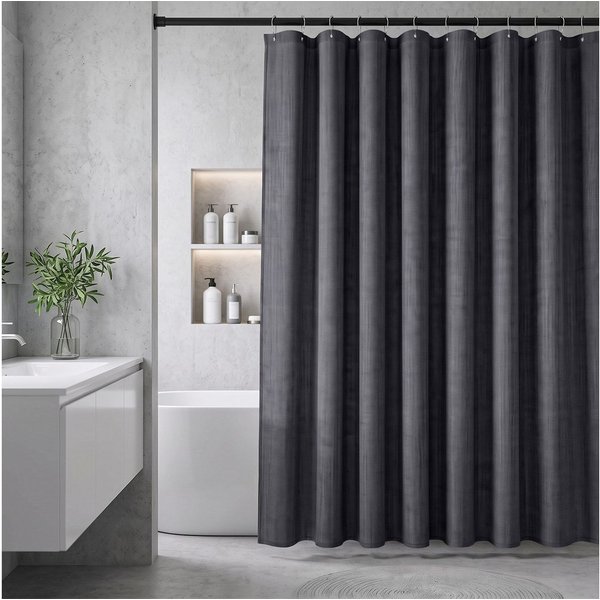 Sekey Duschvorhang Textil Duschvorhang Wannenvorhang Waschbar wasserabweisend mit Ringe Breite 180 cm (Packung, inkl. 12 Ringe), Badewannenvorh, 100% Polyester,
