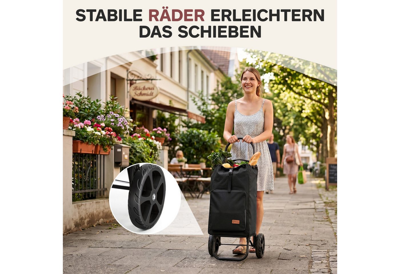 Sekey Einkaufstrolley 4-in-1 Einkaufstrolley Klappbar Einkaufswagen mit Rucksack, Kühltasche, 60 l, 60 l, Klappbarer Transportwagen, Handwagen mit großen Rädern – Bild 5 von 5