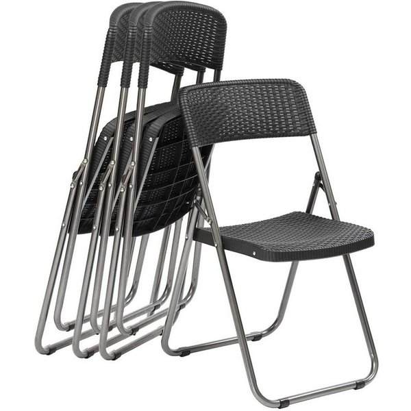 Sekey Klappstuhl Gartenstuhl Klappbar Klappstuhl Polyrattan Campingstuhl Wasserdicht (Set, 4 St), Legierter Stahl, bis 200 kg Belastbar, Schwarz