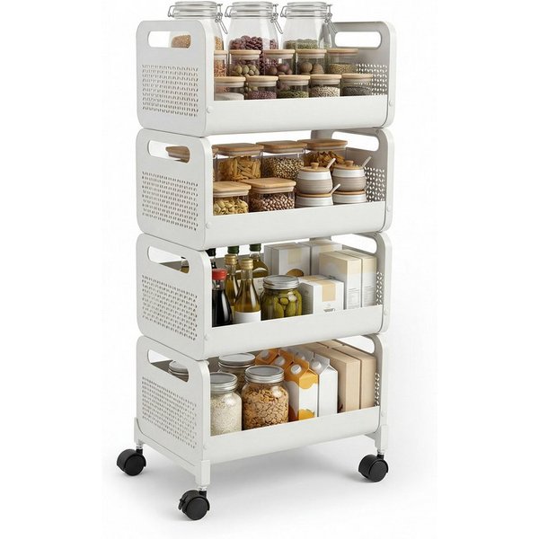 Sekey Küchenwagen Rollwagen 25 cm breit, servierwagen mit rollen, 25×35×83cm, gemüseregal küchenwagen Metall Aufbewahrungsregal
