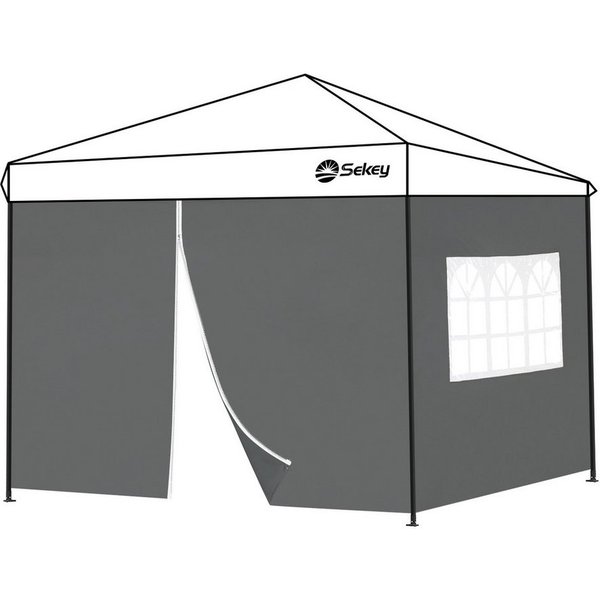Sekey Pavillonseitenteil 2er Set Pavillon Seitenteile Seitenwand für Faltpavillon 300 x 300 cm, Mit Reißverschluss, mit Fenster / auch für 300 x 600 cm, 300 x 9