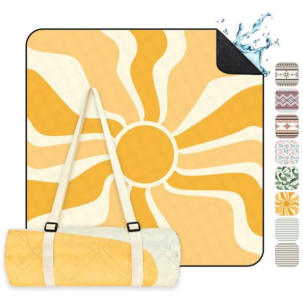 Picknickdecke Picknickdecke Wasserdicht Campingdecke 200x200 cm, Sekey, 3-Schicht mit PEVA Unterseite, für 4–6 Personen, für Strand & Camping