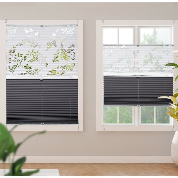 Sekey Plissee Day+Night Doppelplissee Verdunkelung ohne Bohren verspannt Lichtschutz, ohne Bohren, Klemmfix, Lichtdurchlässig und 100% verdunkelnd – Verdunkelun
