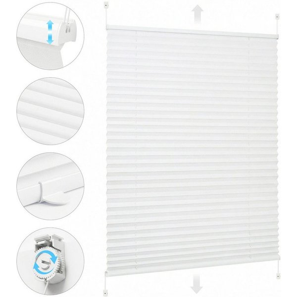 Sekey Plissee Plissee Klemmfix ohne Bohren Lichtschutz verspannt Fenster Tür Rollo, Faltrollo Mit oder ohne Bohren, Klemmfix, blickdicht,Lichtschutz,Aluschiene,