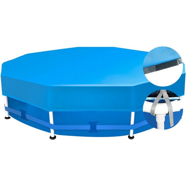 Sekey Pool-Abdeckplane Poolabdeckung Rund Reißfestes Abdeckplane für Runde Stahlrahmenbecken, Wind- & Staubdicht, Reißfest, 244 cm, 305 cm, 366 cm, 457 cm
