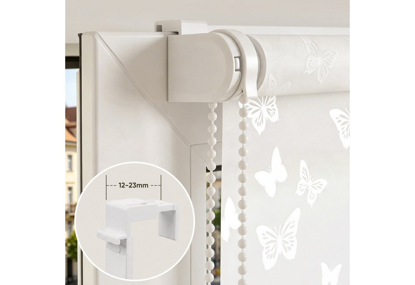 Rollo Seitenzugrollo mit dekorativem Muster Rollo Klemmfix ohne Bohren, Sekey, Klemmfix, Klemmfix, 4 Designs, stufenlos verstellbar, lichtdurchlässig oder verdu – Bild 5 von 5