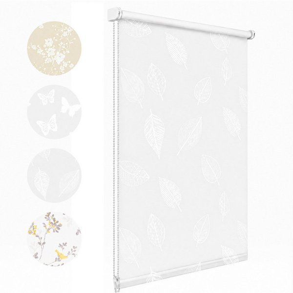 Rollo Seitenzugrollo mit dekorativem Muster Rollo Klemmfix ohne Bohren, Sekey, Klemmfix, Klemmfix, 4 Designs, stufenlos verstellbar, lichtdurchlässig oder verdu
