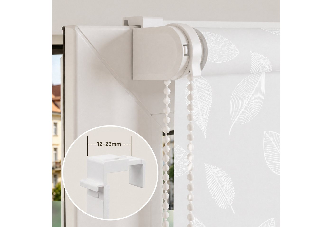 Rollo Seitenzugrollo mit dekorativem Muster Rollo Klemmfix ohne Bohren, Sekey, Klemmfix, Klemmfix, 4 Designs, stufenlos verstellbar, lichtdurchlässig oder verdu – Bild 5 von 5