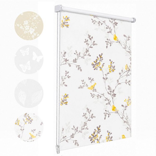 Rollo Seitenzugrollo mit Muster Verdunklungsrollo Klemmfix ohne Bohren, Sekey, Klemmfix, Klemmfix, 4 Designs, stufenlos verstellbar, lichtdurchlässig oder verdu