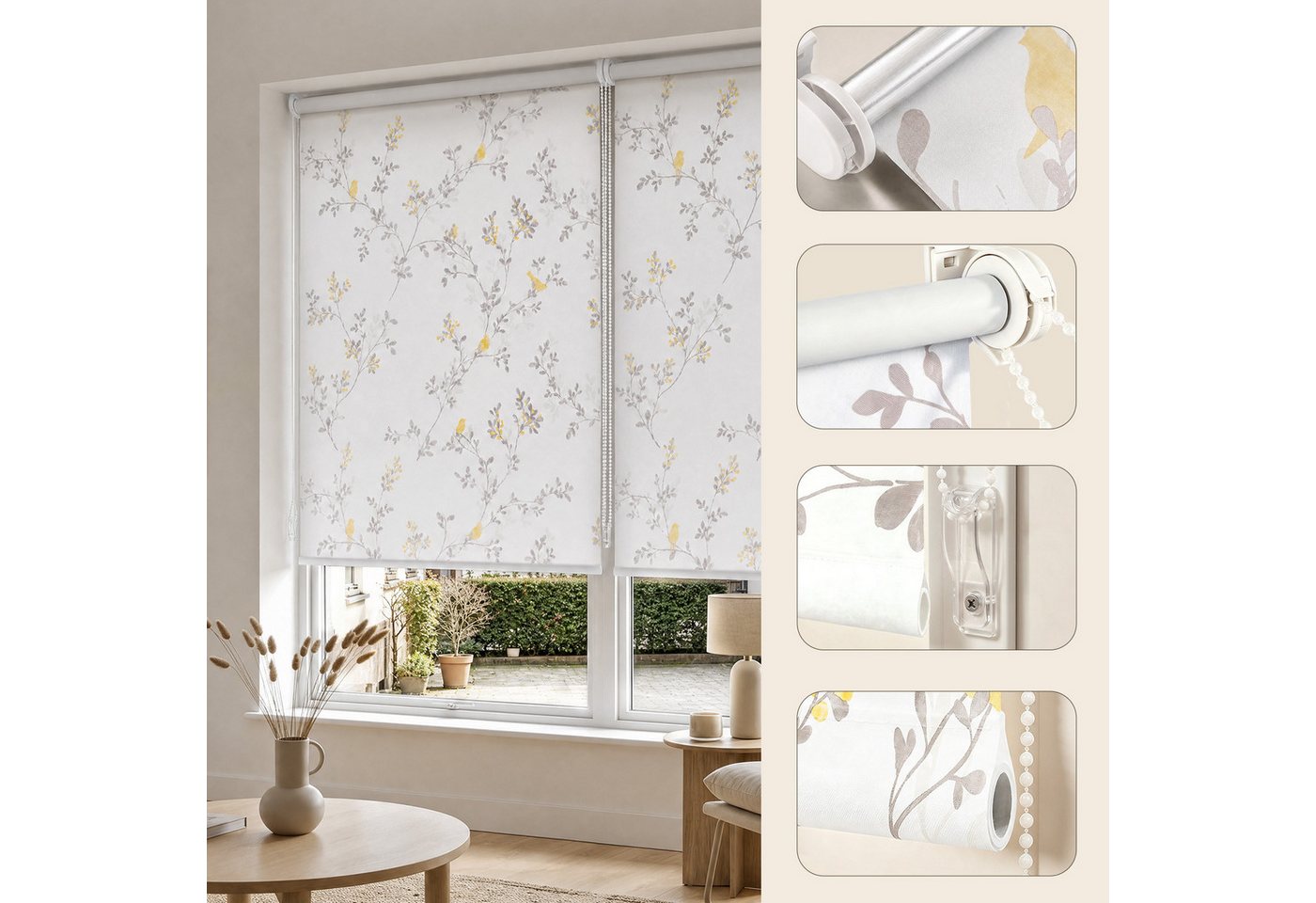 Rollo Seitenzugrollo mit Muster Verdunklungsrollo Klemmfix ohne Bohren, Sekey, Klemmfix, Klemmfix, 4 Designs, stufenlos verstellbar, lichtdurchlässig oder verdu – Bild 3 von 5