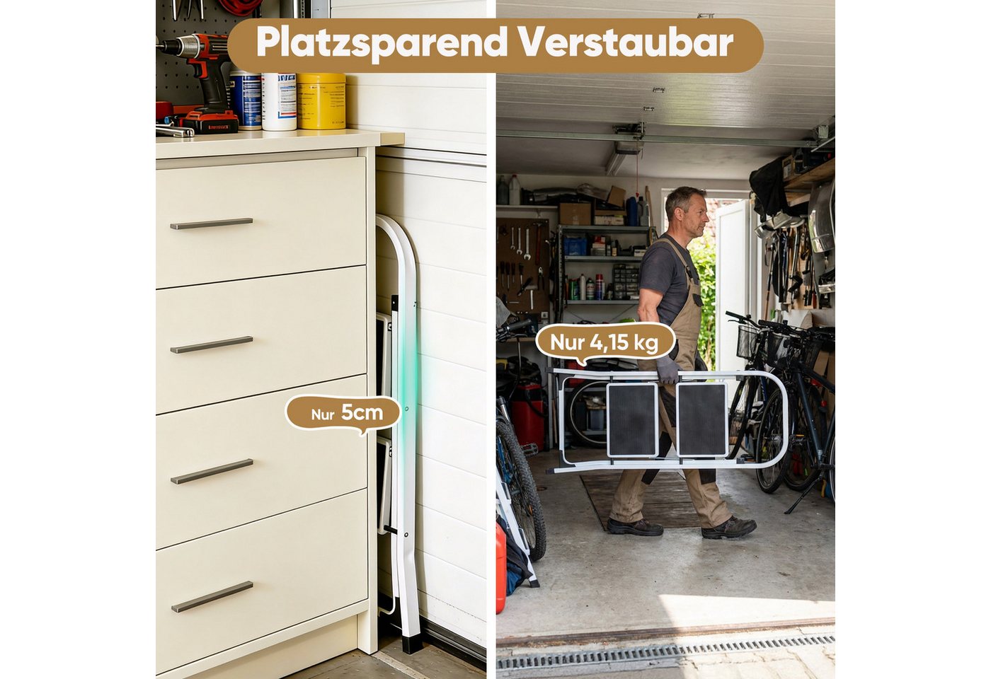 Sekey Trittleiter klappleiter 2 stufen / 3 stufen, bis 150 kg belastbar, Haushaltsleiter 2 stufen mit rutschfesten Stufen, Lock-Klappsperre – Bild 5 von 5