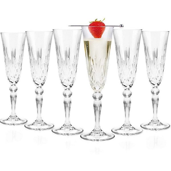 RCR Sektglas RCR Melodia Champagnerkelch 160 ml 6er Set, Kristallglas