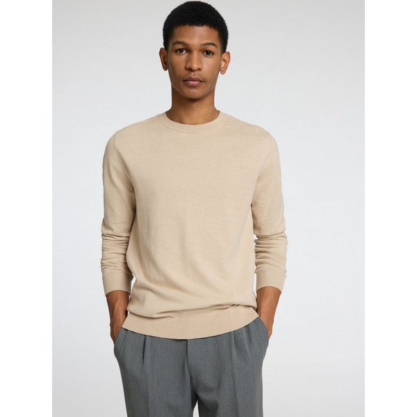Selected Rundhalspullover SLHBERG CREW NECK NOOS Baumwolle, regular fit