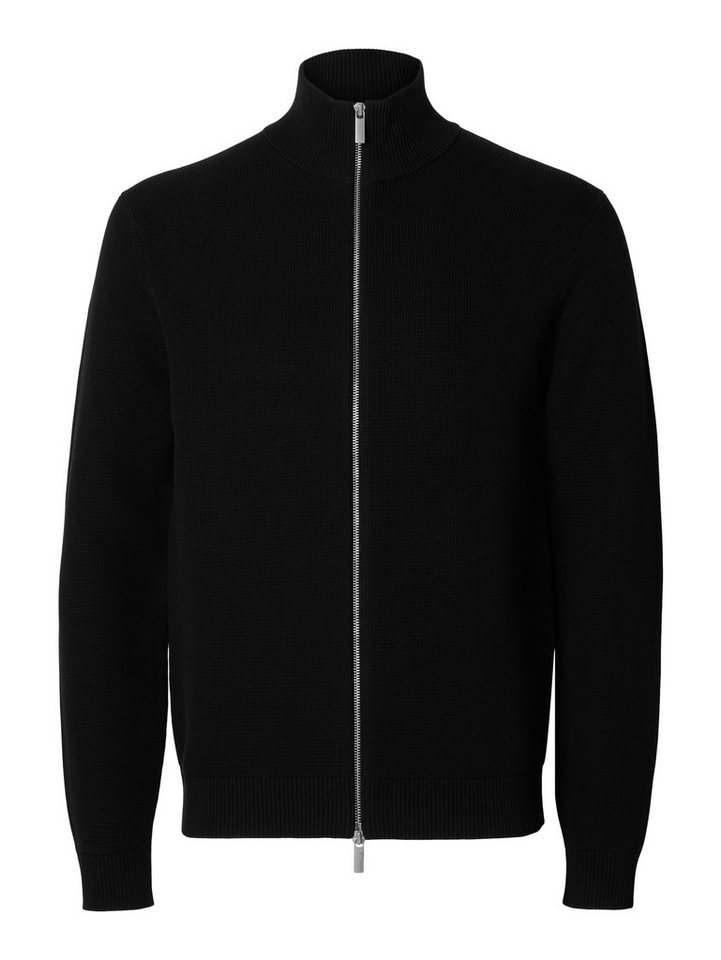 Selected Strickjacke SLMDANE LS KNIT STRUCTURE FULL ZIP NOOS Baumwolle, regular fit – Bild 4 von 5