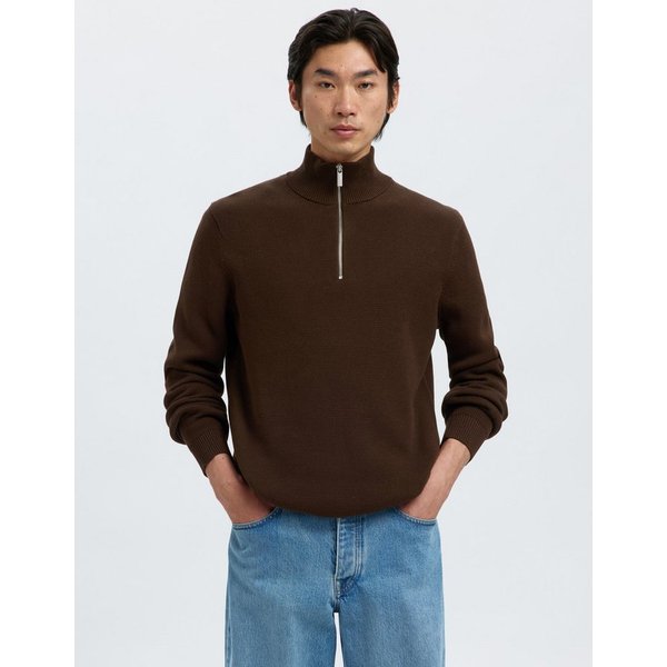 Selected Troyer SLHDANE LS KNIT STRUCTURE HALF ZIP NOOS Baumwolle, regular fit