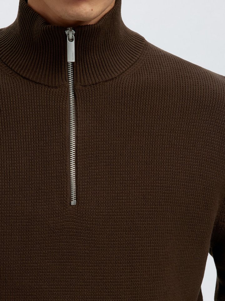 Selected Troyer SLHDANE LS KNIT STRUCTURE HALF ZIP NOOS Baumwolle, regular fit – Bild 2 von 5