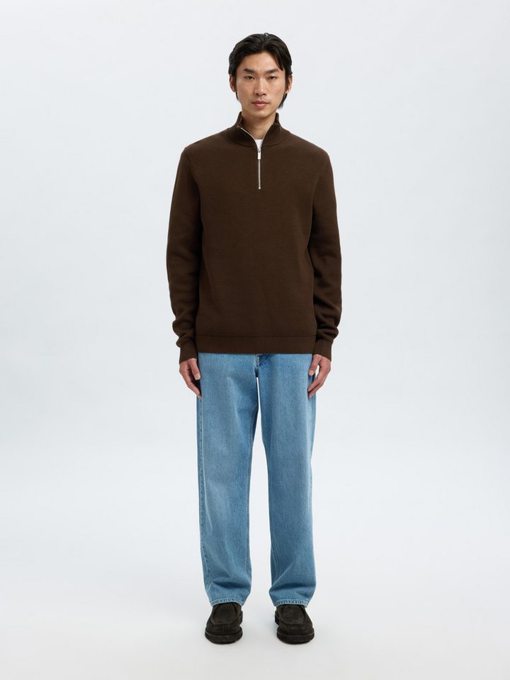 Selected Troyer SLHDANE LS KNIT STRUCTURE HALF ZIP NOOS Baumwolle, regular fit – Bild 3 von 5