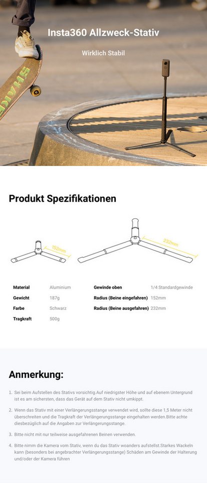Insta360 Selfie-Stick Insta360 Allzweck-Stativ – Bild 4 von 4