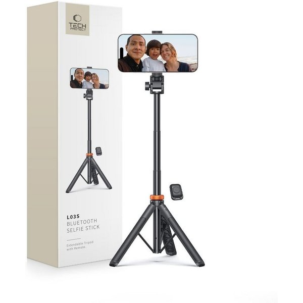 TECH PROTECT Selfie-Stick Tech-Protect L03S Bluetooth Selfie-Stick Stativ 148cm Schwarz