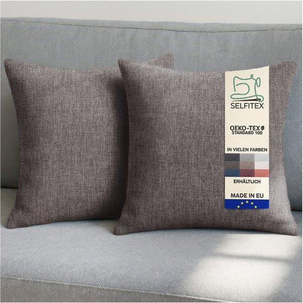 Selfitex Dekokissen 2er Set Sofakissen 30x50/40x40/50x50 inkl. Füllkissen, Canvas Stoff, strukturierte Oberfläche, fein meliert, in Handarbeit gefertigt