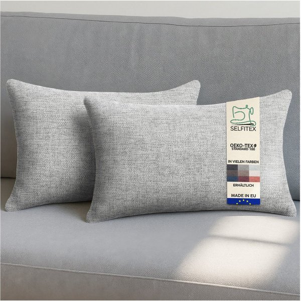 Selfitex Dekokissen 2er Set Sofakissen 30x50/40x40/50x50 inkl. Füllkissen, Canvas Stoff, strukturierte Oberfläche, fein meliert, in Handarbeit gefertigt