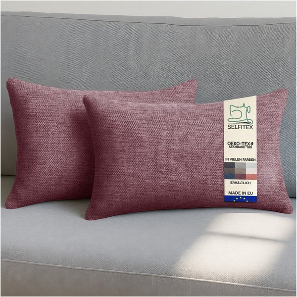 Selfitex Dekokissen 2er Set Sofakissen 30x50/40x40/50x50 inkl. Füllkissen, Canvas Stoff, strukturierte Oberfläche, fein meliert, in Handarbeit gefertigt