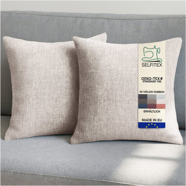 Selfitex Dekokissen 2er Set Sofakissen 30x50/40x40/50x50 inkl. Füllkissen, Canvas Stoff, strukturierte Oberfläche, fein meliert, in Handarbeit gefertigt