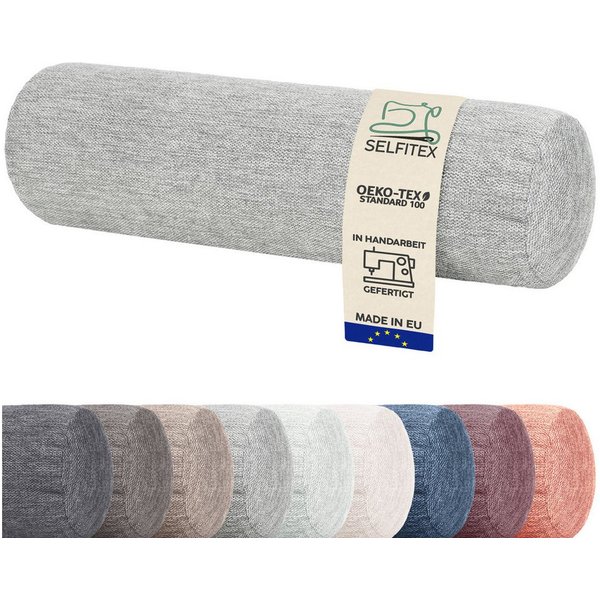 Selfitex Nackenrolle 19x65/18x45 cm, weich & formstabil, Nackenkissen für Bett & Couch, fein melierter Bezug, für Bett, Couch, auf Reisen