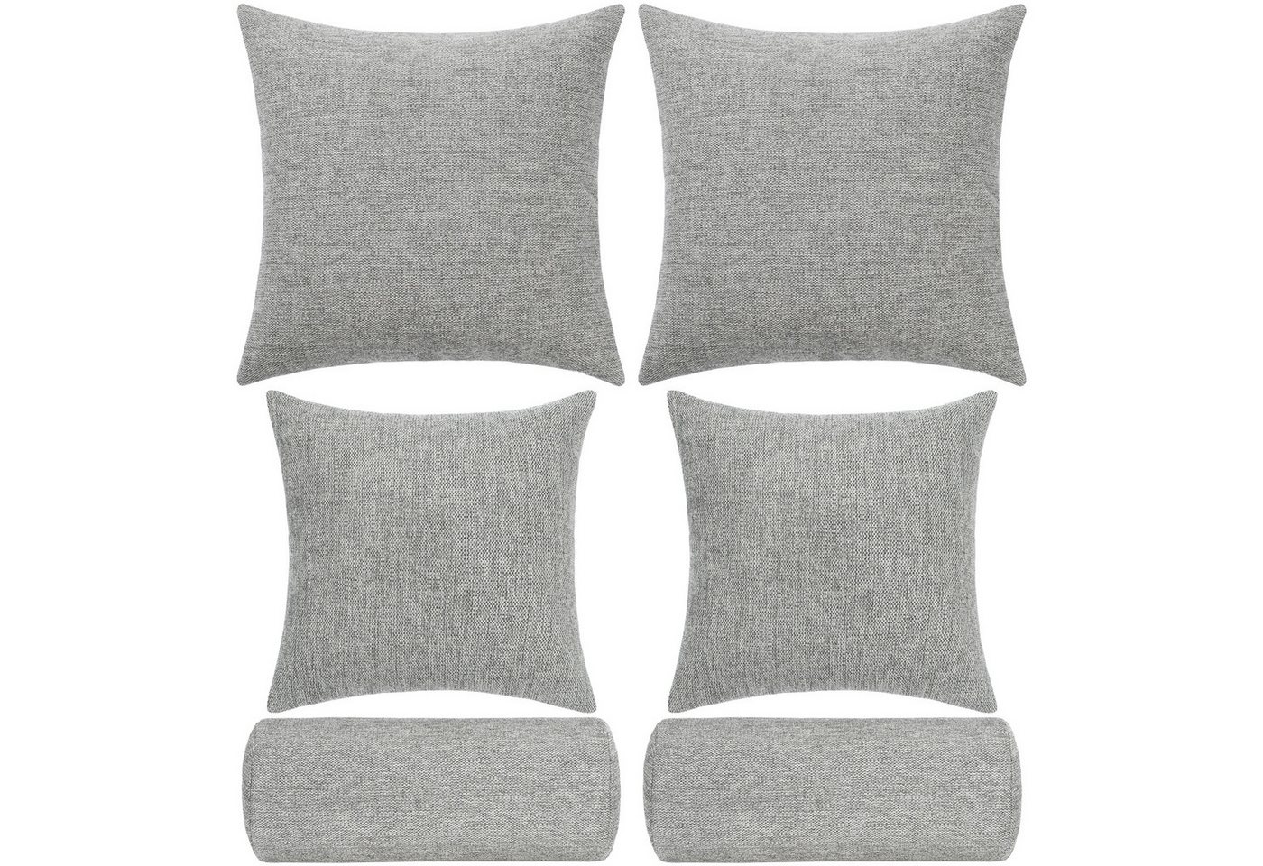 Selfitex Sofakissen 6-tlg. Kissen Set, 2x großes Kissen/2x kleines Kissen/2x Nackenrolle, (6er Set, 2x großes Kissen, 2x kleines Kissen, 2x Nackenrolle), für So – Bild 5 von 5
