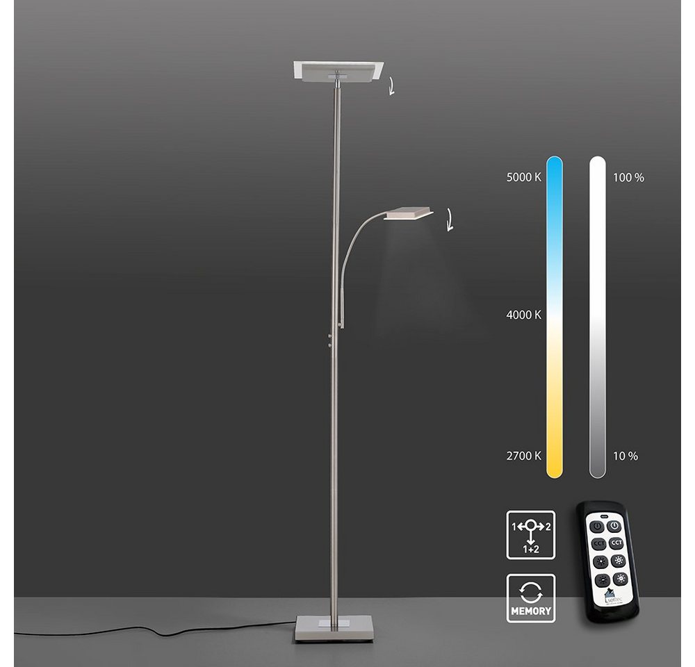 SellTec LED Deckenfluter LED Stehleuchte Fernbedienung, dimmbar über Touchdimmer, Fernbedienung, 1xLED-Board / 24.8 Watt, warmweiß - kaltweiß, CCT Farbwechsel w – Bild 2 von 5