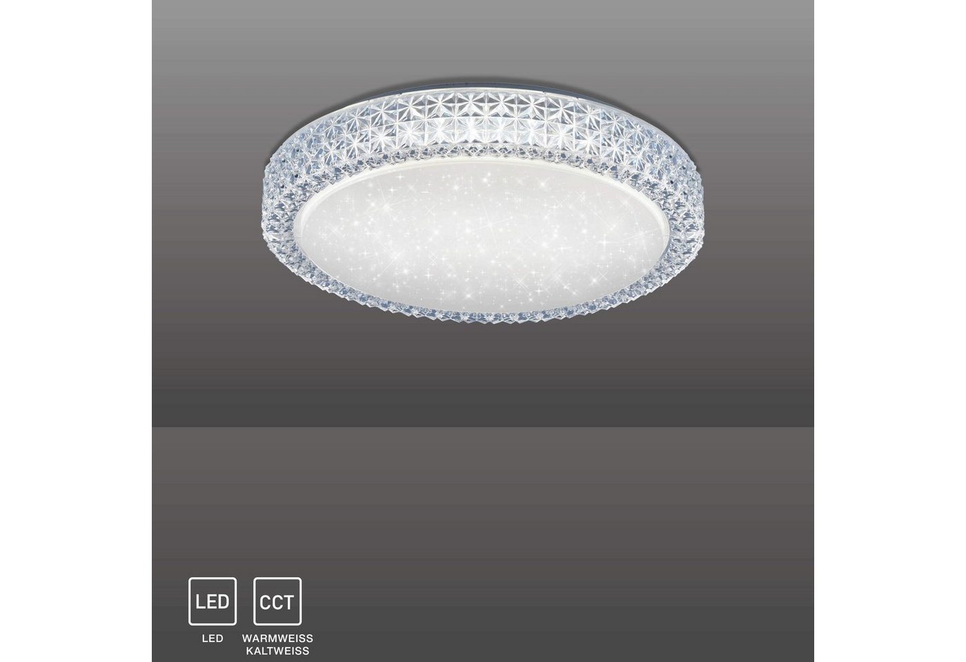 SellTec LED Deckenleuchte LED Deckenleuchte FRIEDA rund, Farbwechselsteuerung (CCT-Lichtmanagement), Memory-Funktion, 1xLED-Board / 22,00 Watt, warmweiss-kaltwe – Bild 2 von 5