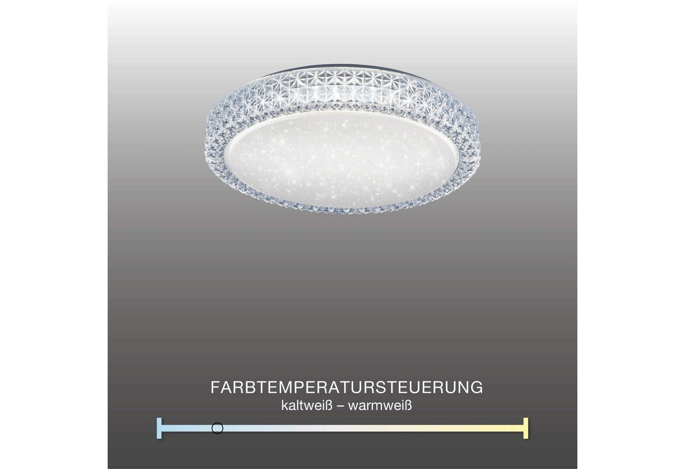 SellTec LED Deckenleuchte LED Deckenleuchte FRIEDA rund, Farbwechselsteuerung (CCT-Lichtmanagement), Memory-Funktion, 1xLED-Board / 22,00 Watt, warmweiss-kaltwe – Bild 4 von 5