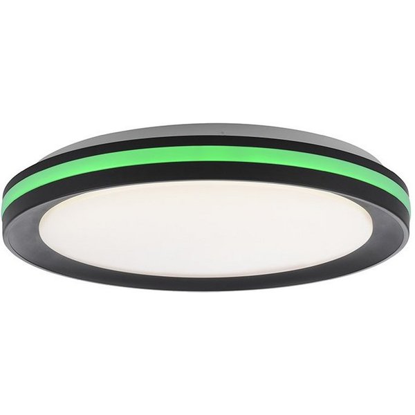 SellTec LED Deckenleuchte LED Deckenleuchte GANGES, 1xLED-Board/17W/2700-5000K, 1xLED-Board/3W/RGB, warmweiß bis tageslichtweiß, 40 cm rund schwarz RGB CCT Lich