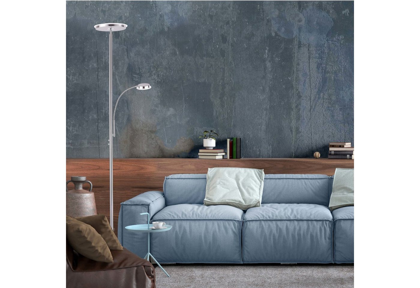 SellTec Stehlampe LED Deckenfluter HANS rund, dimmbar über Touchdimmer, Touchschalter, 1xLED-Board / 22 Watt, warmweiß, Fluter rund schwenkbar dimmbar flexible  – Bild 5 von 5