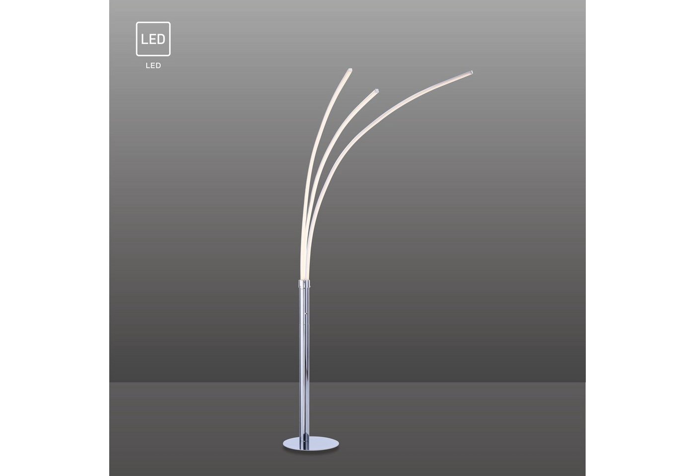 SellTec Stehlampe LED Stehlampe Bogenleuchte, steuerbar durch Kippschalter, 1xLED/ 6,80 Watt, warmweiß, LED Bogenlampe 3-flammig, warmweiß – Bild 2 von 5