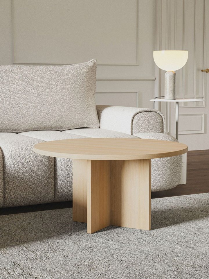 Selsey Couchtisch OVO, Couchtisch rund mit Holznachbildung, 76 cm – Bild 2 von 5
