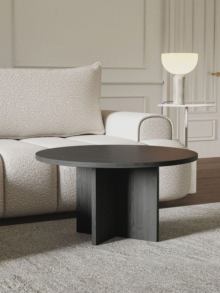Selsey Couchtisch OVO, Couchtisch rund mit Holznachbildung, 76 cm – Bild 3 von 5