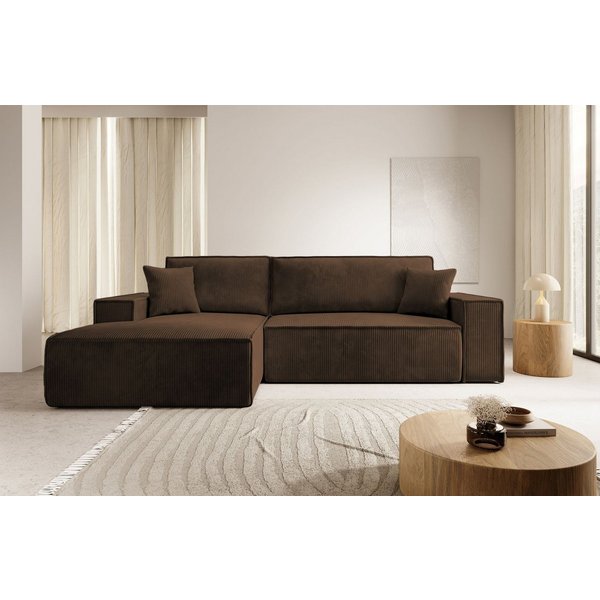 Selsey Ecksofa FARESE NEW, mit Schlaffunktion, Bettkasten und tierfreundlichem Cordbezug, 267 cm