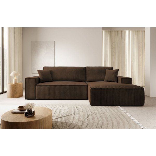 Selsey Ecksofa FARESE NEW, mit Schlaffunktion, Bettkasten und tierfreundlichem Cordbezug, 267 cm