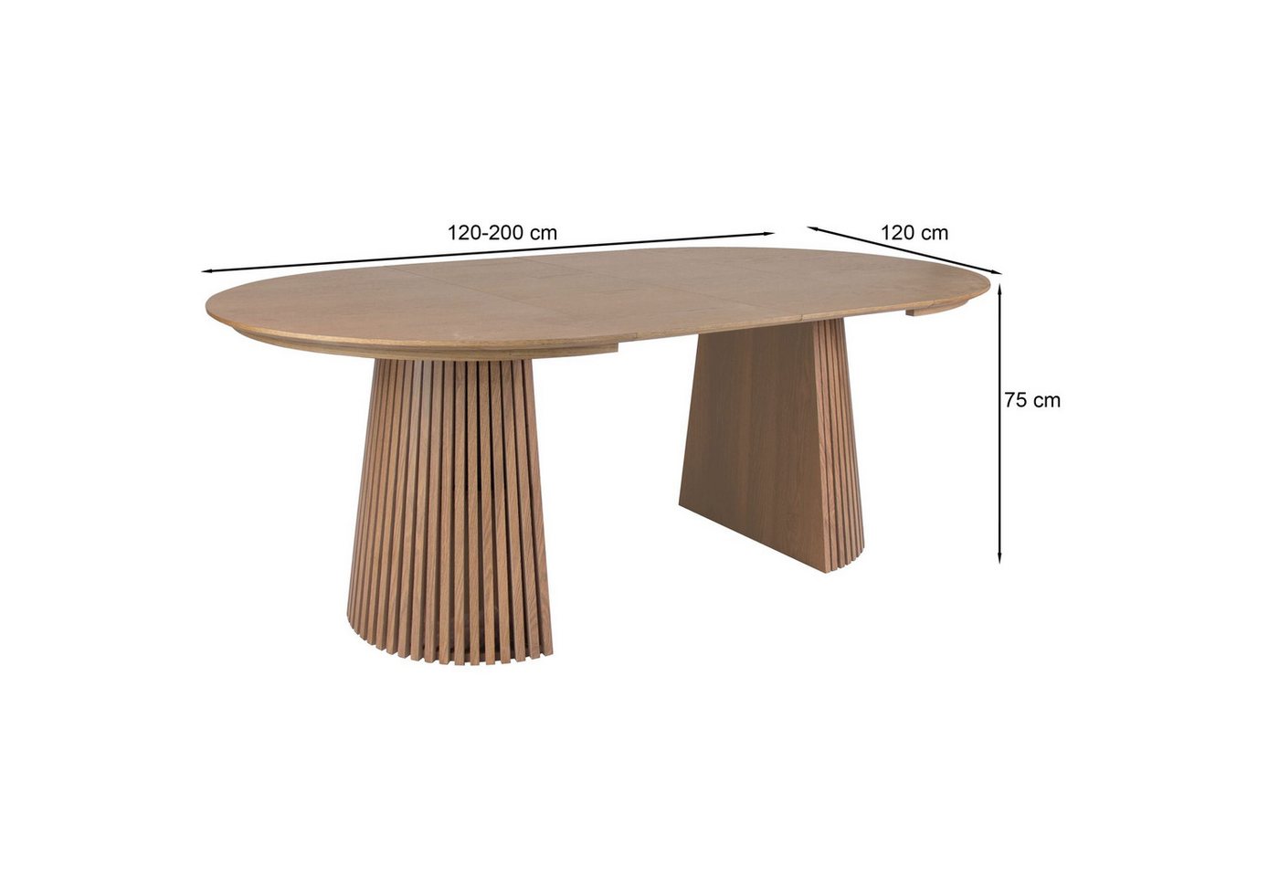 Selsey Esstisch Formisty, Design-Ausziehtisch 120–200 x 120 cm – Lamellenoptik – MDF furniert – Bild 3 von 5